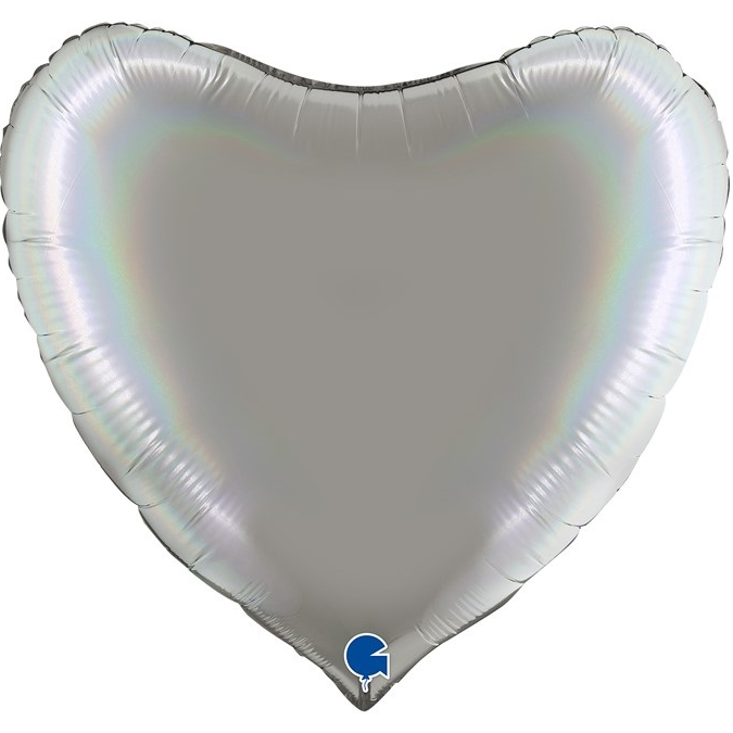 сердце (36''/91 см) серебро голография grabo 1 шт.