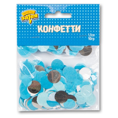 конфетти круги тишью/фольг серебро/голубой, 10 гр.