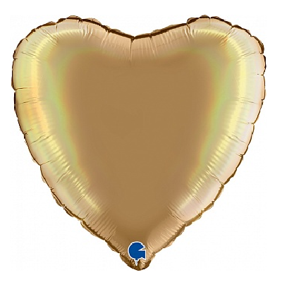 сердце (18''/46 см) шампань голография, grabo 1 шт.