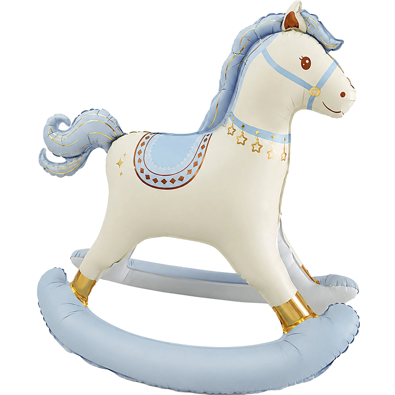 фигура 3d лошадка качалка, голубой, сатин (47''/119 см) falali, 1 шт.