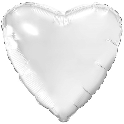 сердце (36"/91 см) белый блеск в упак., agura 1 шт.