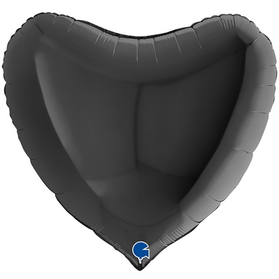 сердце (36''/91 см) черный пастель (black) grabo 1 шт.