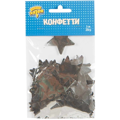конфетти фольга звезды серебро 20 гр. 2,5 см